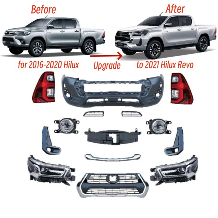 1 Set Upgrade Body Kits For 16-20 Hilux Converse To 2021 Hilux Revo Style Body Kit Bumper Headlights Taillight Bumper Grill Include