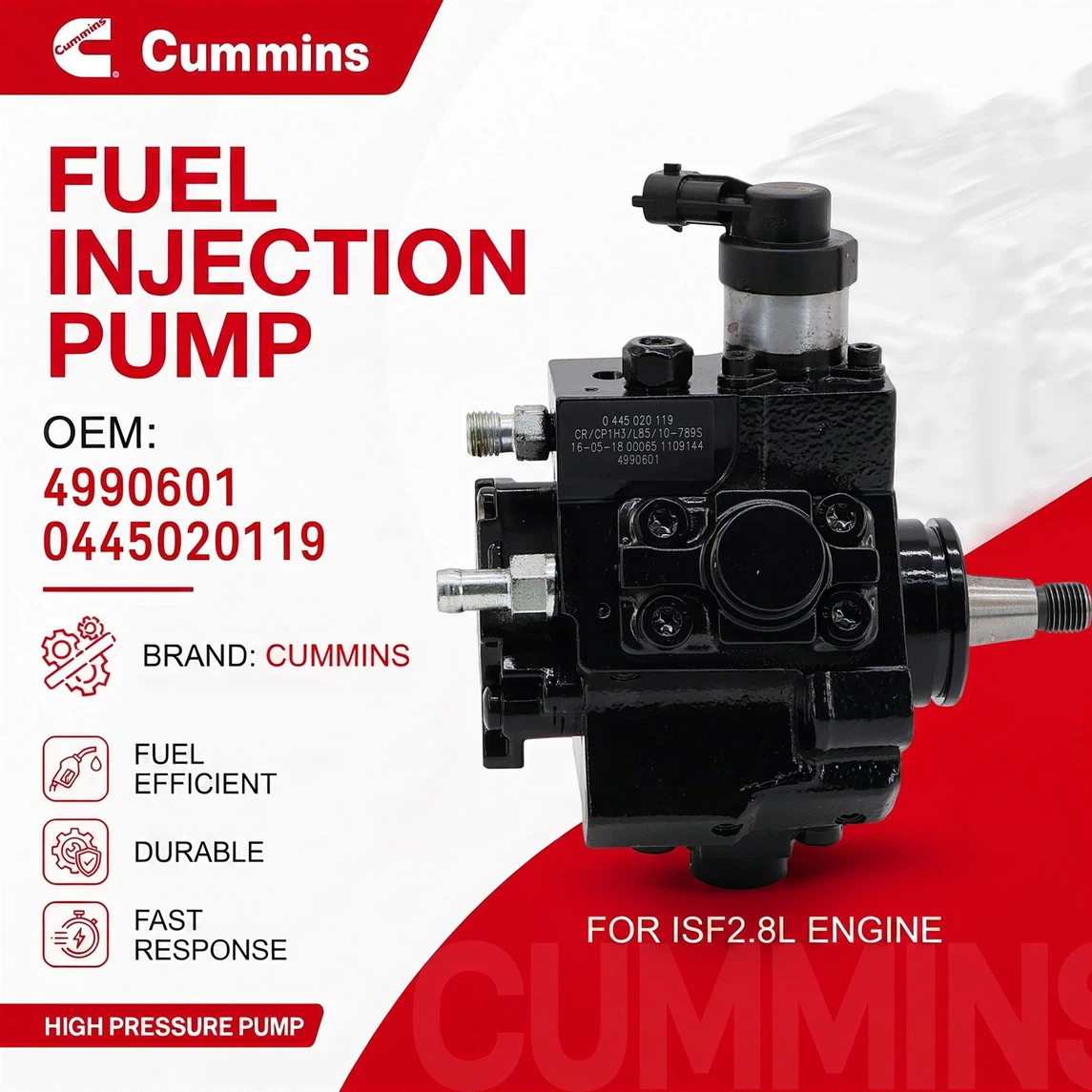 0445020119 / 4990601 Fuel Injector Pump for Cummins Engine ISF2.8 QSF2.8 0445020119 / 4990601 Fuel Injector Pump for Cummins Engine ISF2.8 QSF2.8
