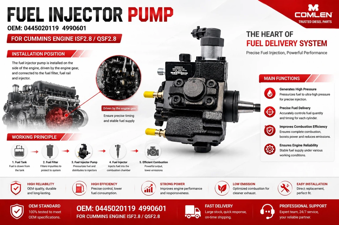 0445020119 / 4990601 Fuel Injector Pump for Cummins Engine ISF2.8 QSF2.8 0445020119 / 4990601 Fuel Injector Pump for Cummins Engine ISF2.8 QSF2.8