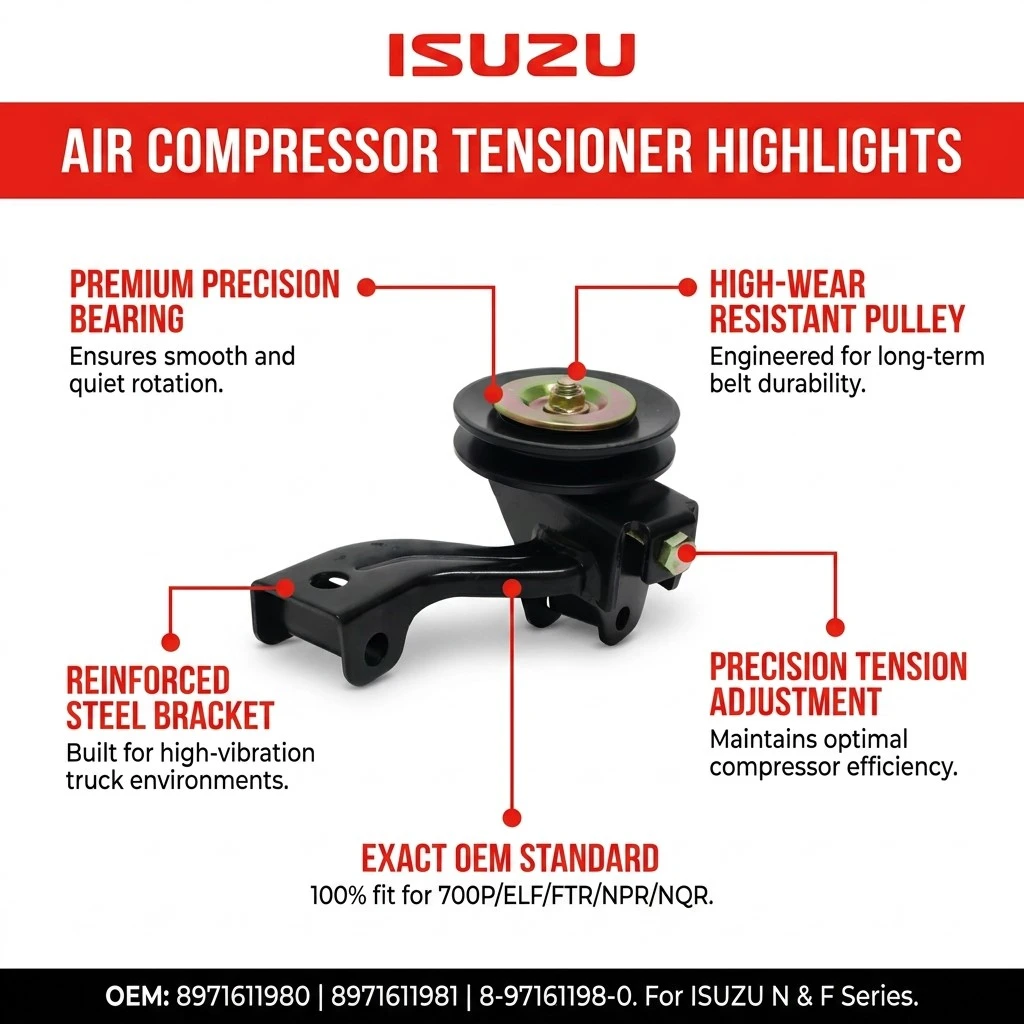 8971611980 Air Compressor Tensioner Assembly for Isuzu 700P ELF FTR NPR NQR 8971611980 Air Compressor Tensioner Assembly for Isuzu 700P ELF FTR NPR NQR