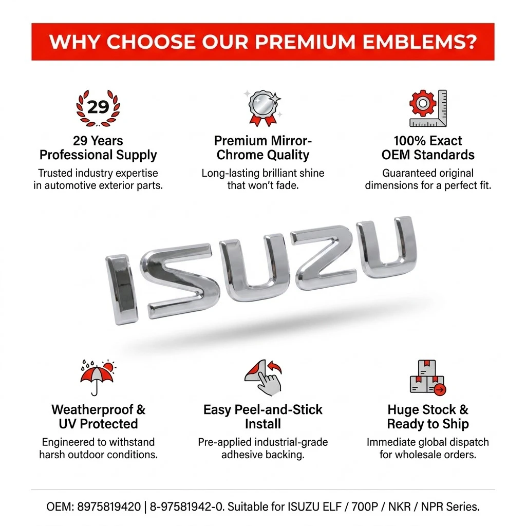 8975819420 8975896620 ISUZU Mark Isuzu Front Cab Emblem for ELF 700P N-Series Trucks