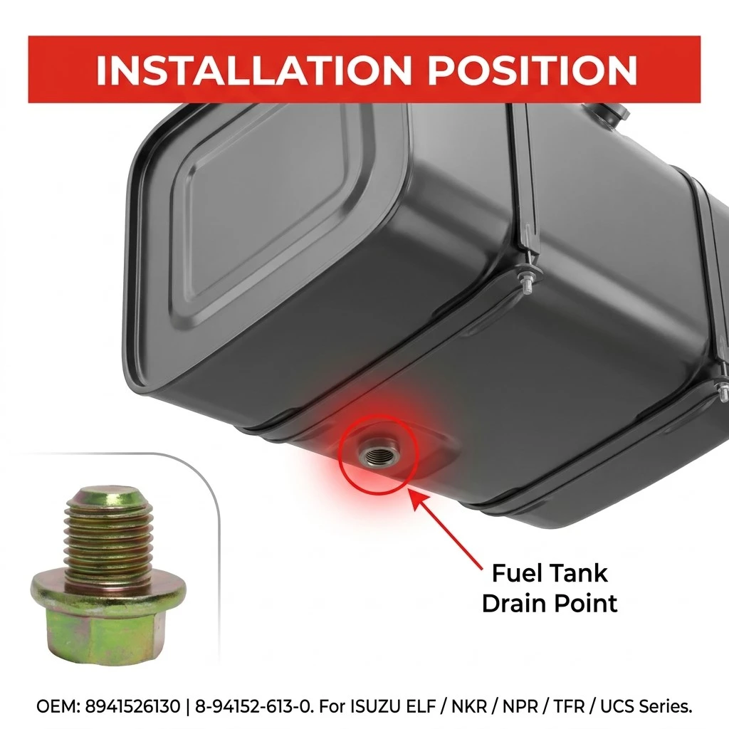 8941526130 8943168000 Tank Drain Plug For ISUZU ELF NKR NPR TFR UCS With 4JB1 4ZE1 4JJ1 4JK1 4JH1 4KH1 4HK1 Engine
