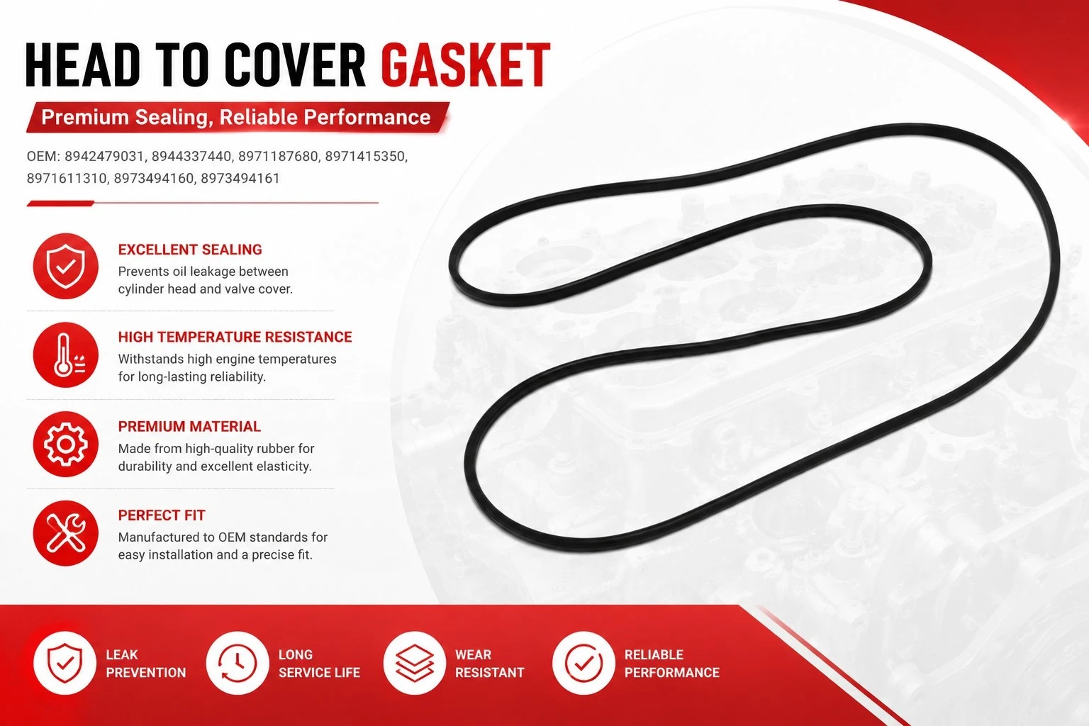Head To Cover Gasket For ISUZU NKR TFR UCS 4JB1 4JBT 4JH1 4KH1 Engine