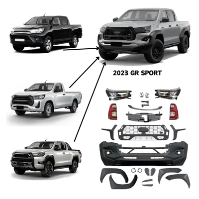 1 Set Facelift Body Kits For Hilux Revo Rocco 2015+ Converse To 2023 2024 GR Sports Include Bumper Headlights Grill Rare Lights