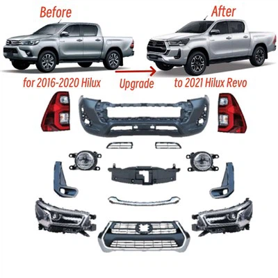 1 Set Upgrade Body Kits For 16-20 Hilux Converse To 2021 Hilux Revo Style Body Kit Bumper Headlights Taillight Bumper Grill Include